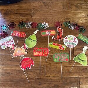 🎄3/$20🎄Grinch Christmas Party Photo Booth Props Set & Poster